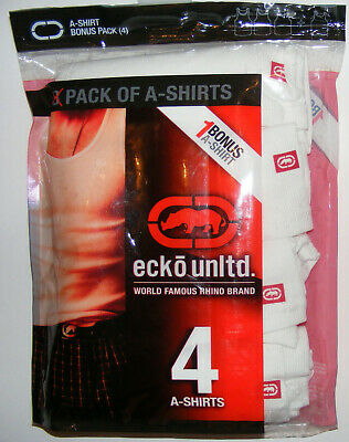 4 Pack Men's A Shirts Size S / 34-36 Cotton Pre-Shrunck Long Length Ecko Rhino